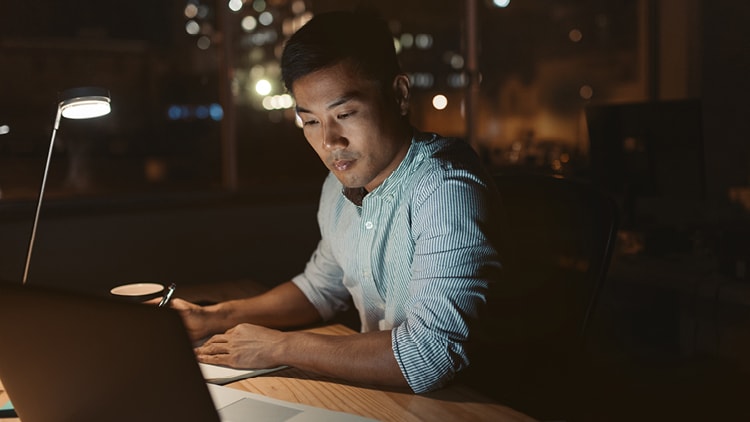 A man working on a laptop